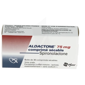 Aldactone 75 Mg, Comprimé Sécable