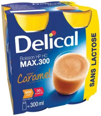 Delical Max 300 Sans Lactose Nutriment Caramel 4 Bouteilles/300ml à BARENTIN