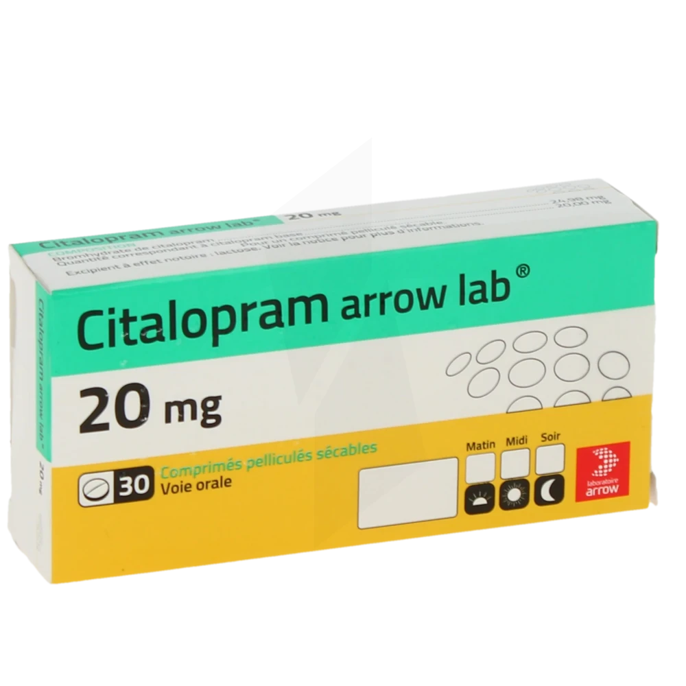 Citalopram Arrow Lab 20 Mg, Comprimé Pelliculé Sécable