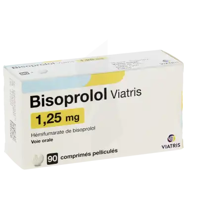 BISOPROLOL VIATRIS 1,25 mg, comprimé pelliculé