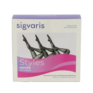 Sigvaris Styles Motifs Carreaux Chaussette Classe 2 Femme Noir Long M