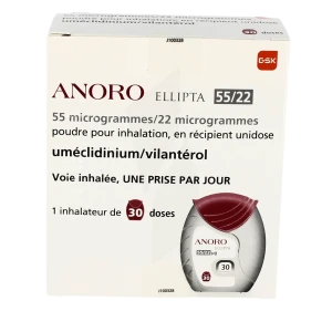 Anoro Ellipta 55 Microgrammes/22 Microgrammes, Poudre Pour Inhalation En Récipient Unidose