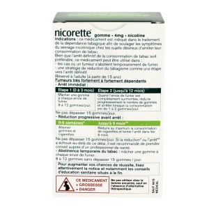 Nicorette 4 Mg Sans Sucre, Gomme à Mâcher Médicamenteuse édulcorée Au Sorbitol