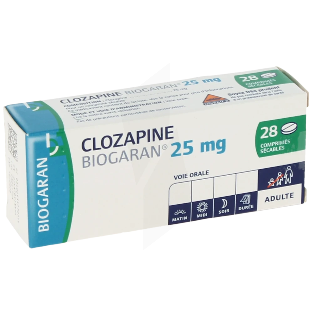 Clozapine Biogaran 25 Mg, Comprimé Sécable