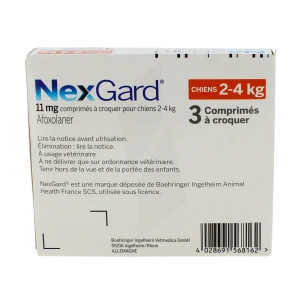 Nexgard 11 Mg Comprimes A Croquer Pour Chiens 2 - 4 Kg, Comprimé à Croquer