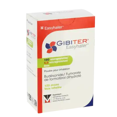 Gibiter Easyhaler, 160 Microgrammes/4,5 Microgrammes/dose, Poudre Pour Inhalation à MONSWILLER