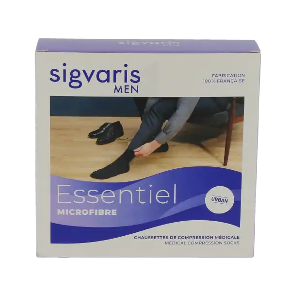 Sigvaris Essentiel Microfibre Chaussettes  Homme Classe 2 Noir X Large Long
