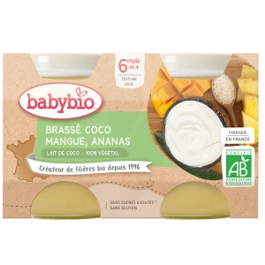 Babybio Brassé Végétal Lait De Coco Mangue Ananas 2pots/130g