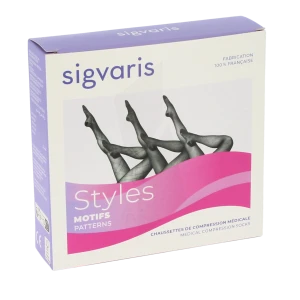Sigvaris Styles Motifs Plumetis Chaussette Classe 2 Femme Noir Normal M
