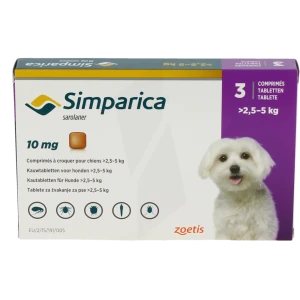 Simparica 10mg (chien 2,5 - 5 Kg) Boîte De 3 Comprimés