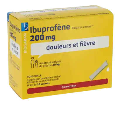 Ibuprofene Biogaran Conseil 200 Mg, Suspension Buvable En Sachet édulcorée Au Maltitol Liquide à Saint-Brevin-les-Pins