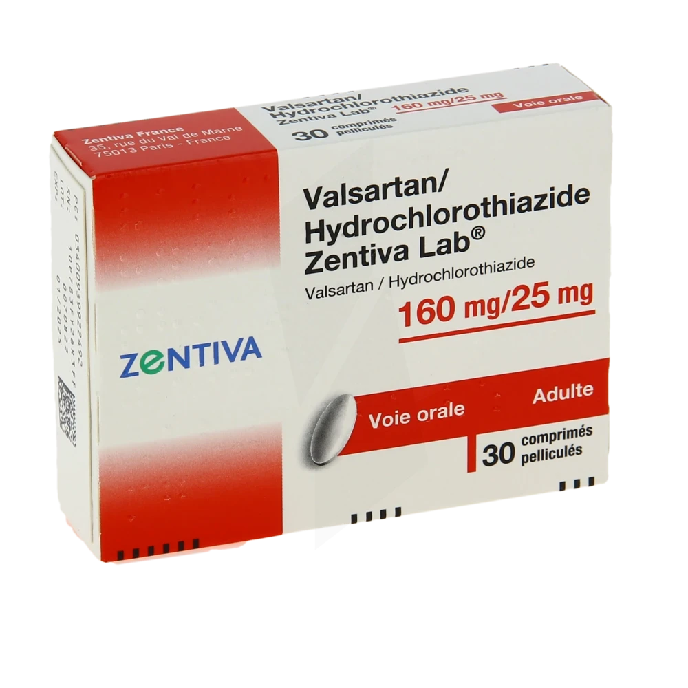 Valsartan Hydrochlorothiazide Zentiva Lab 160 Mg/25 Mg, Comprimé Pelliculé