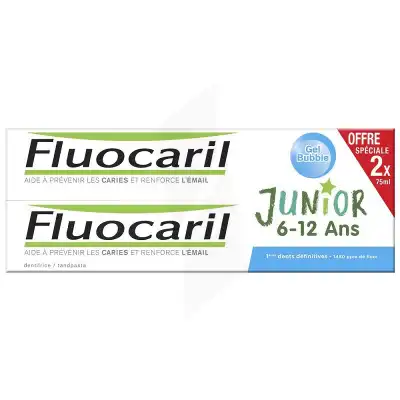 Fluocaril Junior Dentifrice Bubble Gum 6-12ans 2t/75ml à YZEURE