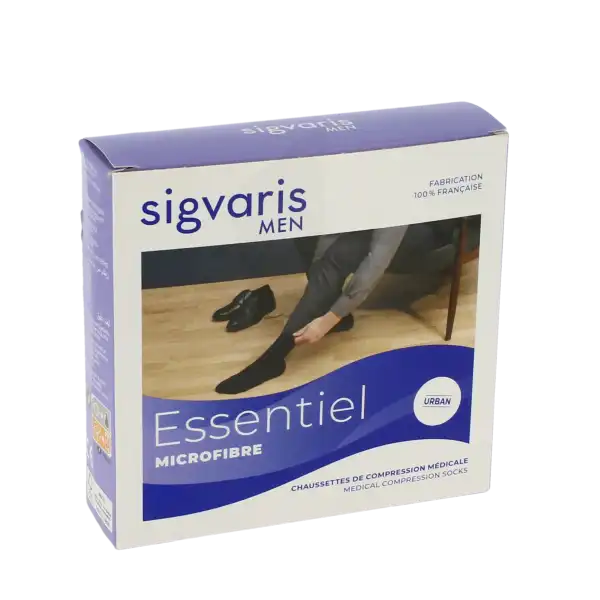 Sigvaris Essentiel Microfibre Chaussettes  Homme Classe 2 Gris Anthracite Large Long