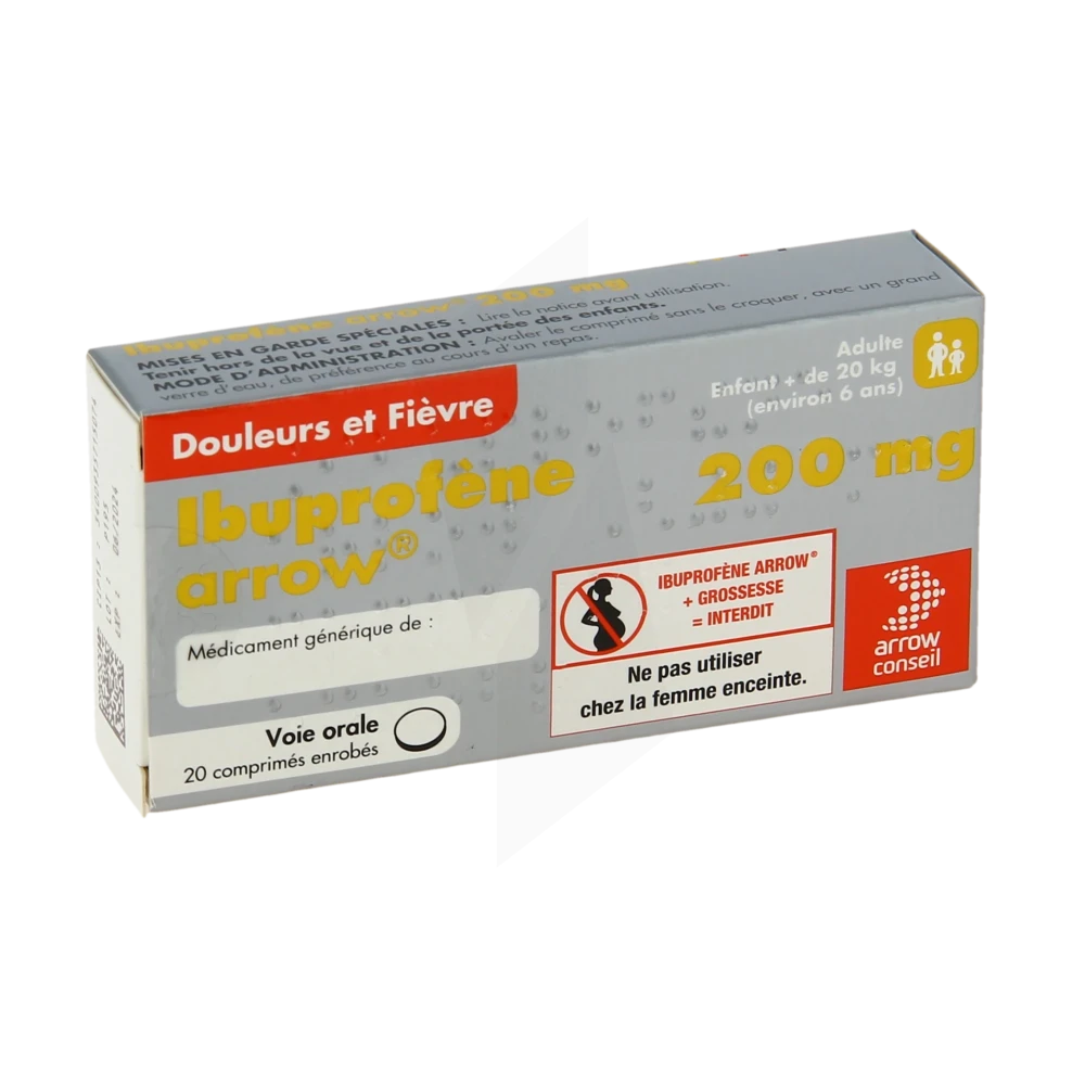 Ibuprofene Arrow 200 Mg, Comprimé Enrobé Plq/20