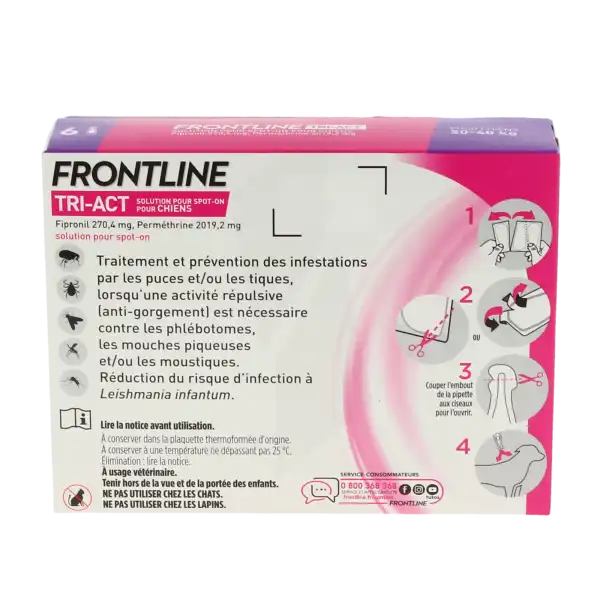 Frontline Tri-act Solution Pour Spot-on Pour Chiens 20 - 40 Kg, Solution Pour Spot-on