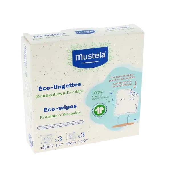 Mustela Eco-lingettes en coton Bio Paquet de 3