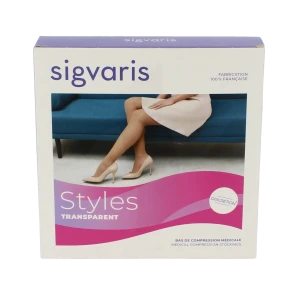 Sigvaris Styles Transparent Collant  Femme Classe 2 Noir Large Long