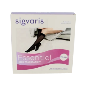 Sigvaris Essentiel Semi-transparent Bas Auto-fixants Po Femme Classe 2 Noir Xsmall Normal
