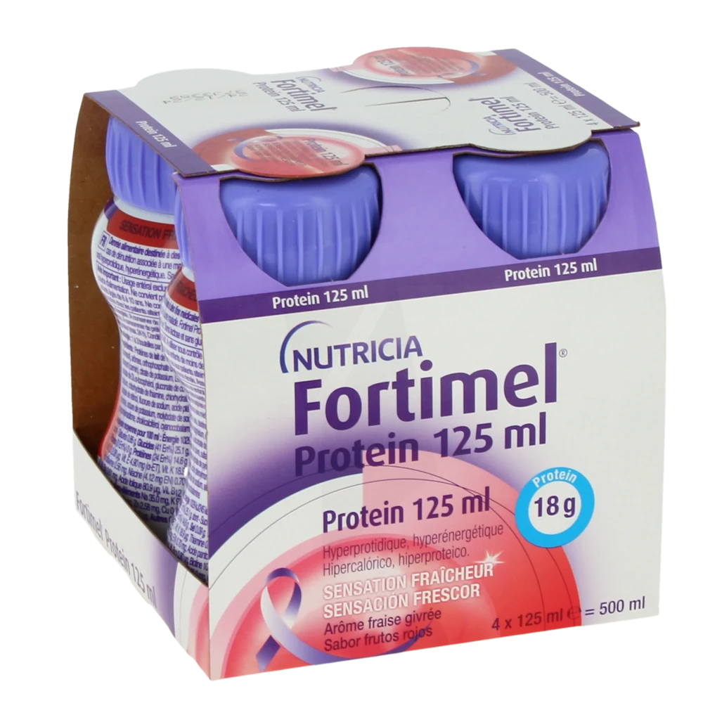 Fortimel Protein Sensation Fraîcheur Nutriment Fraise Givrée 4 Bouteilles/125ml