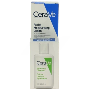 Cerave Facial Moisturizers Crème Hydratante Visage Pour Les Peaux Normales à Sèches Tube/52ml + Crème Lavante 20ml