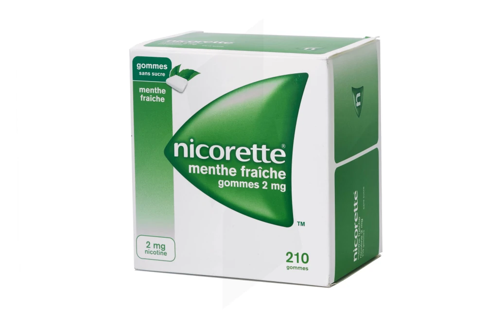 Nicorette 2 mg Menthe fraîche Sans sucre Gommes à mâcher aide au sevrage  tabagique
