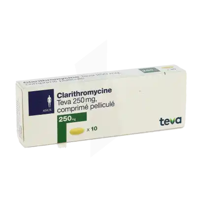Clarithromycine Teva 250 Mg, Comprimé Pelliculé à Paris
