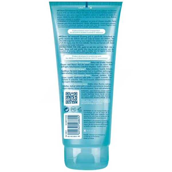 Bioderma Abcderm Gel Moussant Nettoyant Doux Bébé Visage & Corps 200ml