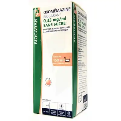 OXOMEMAZINE BIOGARAN 0,33 mg/ml SANS SUCRE, solution buvable édulcorée à l'acésulfame potassique