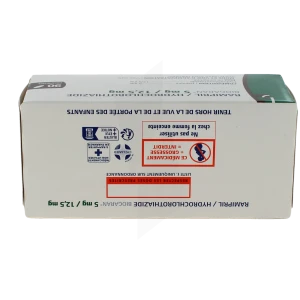 Ramipril / Hydrochlorothiazide Biogaran 5 Mg / 12,5 Mg, Comprimé
