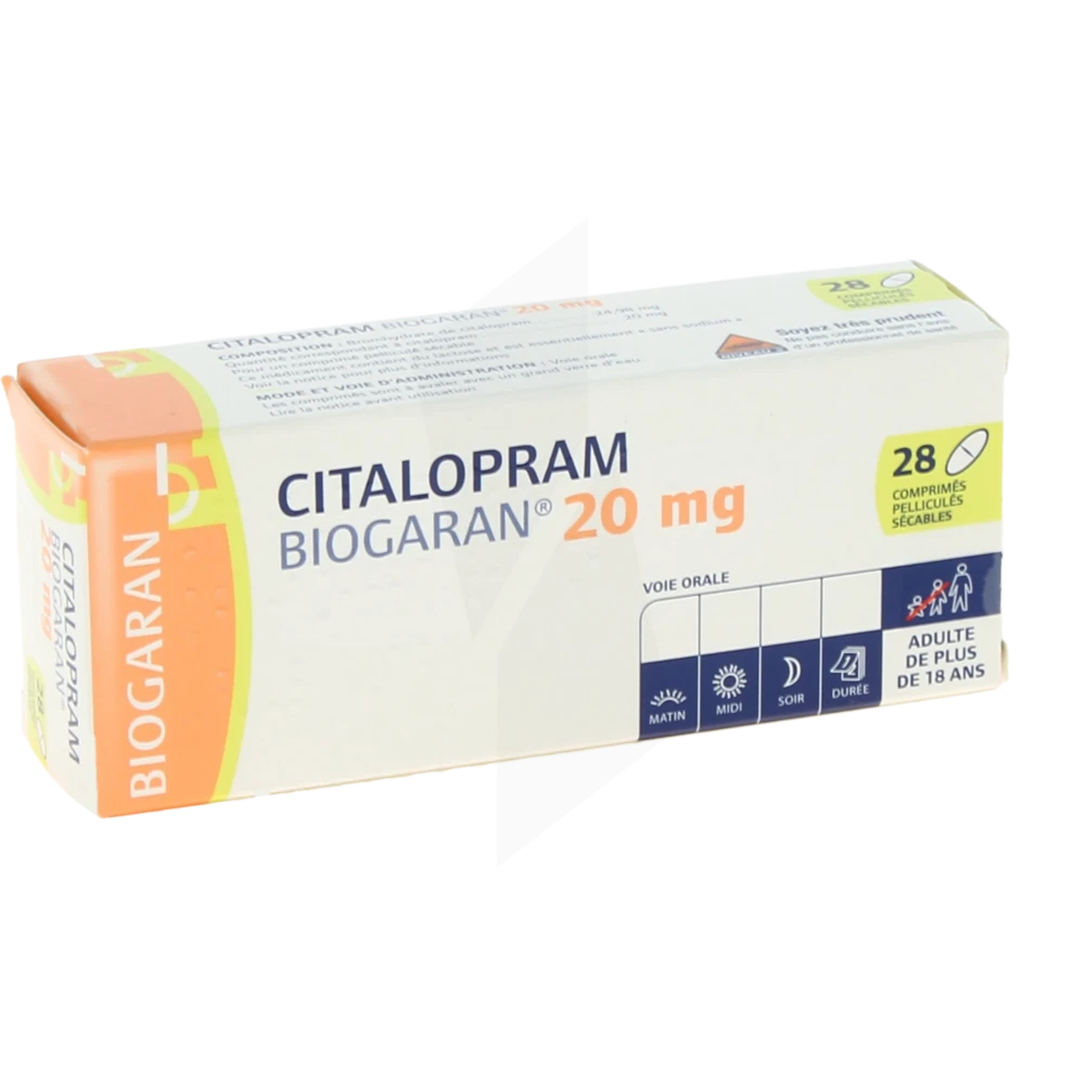 Citalopram Biogaran 20 Mg, Comprimé Pelliculé Sécable