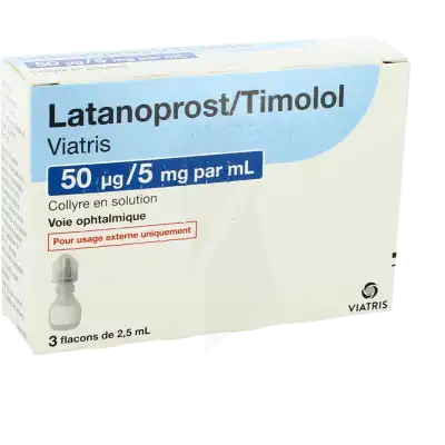 LATANOPROST/TIMOLOL VIATRIS 50 microgrammes/5 mg par ml, collyre en solution