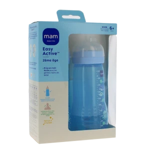 Mam Biberon Easy Active 2ème âge + 6 Mois 330 Ml Lot De 2 Bleu