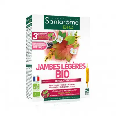 Santarome Bio Jambes Légères Solution Buvable 20 Ampoules/10ml à MIRAMONT-DE-GUYENNE