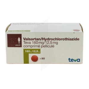 Valsartan/hydrochlorothiazide Teva 160 Mg/12,5 Mg, Comprimé Pelliculé