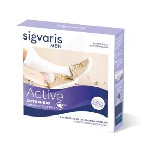 Sigvaris Active Coton Bio 55% Chaussette Classe 2 Homme Beige Normal L