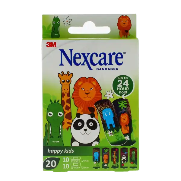 Nexcare Sensitive Soft Happy Kids Pansement Microporeux Animaux 2 Tailles Boîte De 20