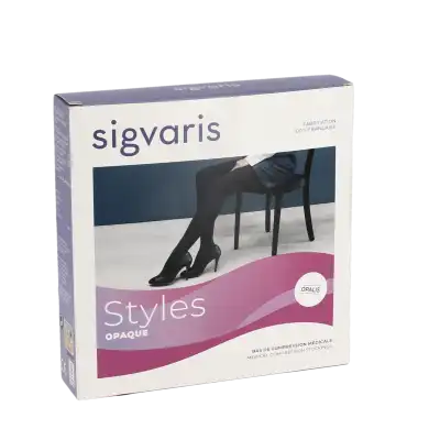 Sigvaris Styles Opaque Collant  Femme Classe 2 Noir Medium Long à POITIERS