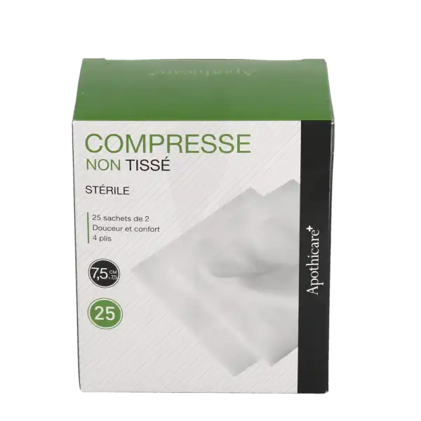 Apothicare Compresse Non-tissé Stérile 7,5x7,5 B/25