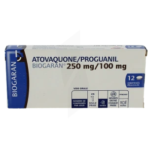 Atovaquone/proguanil Biogaran 250 Mg/100 Mg, Comprimé Pelliculé