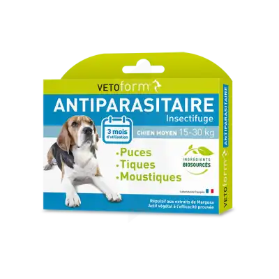 Vetoform Pipettes Antiparasitaire Chien Moyen 15 à 30kg 3x2ml à MARIGNANE