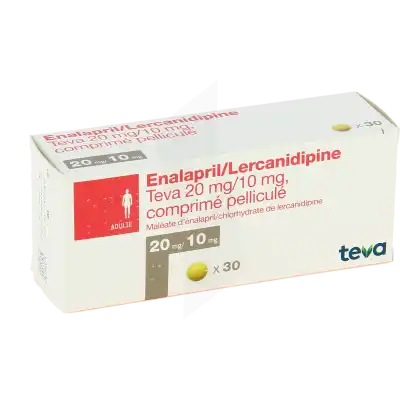 Enalapril/lercanidipine Teva 20 Mg/10 Mg, Comprimé Pelliculé à TOULOUSE