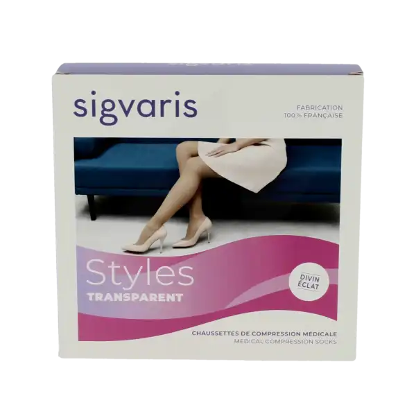 Sigvaris Styles Transparent Chaussettes  Femme Classe 2 Beige 120 Large Normal