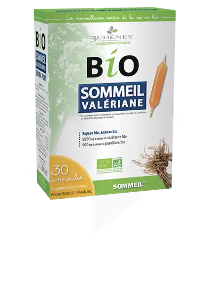 3 Chenes Bio Valériane Solution Buvable Sommeil 30 Ampoules/10ml