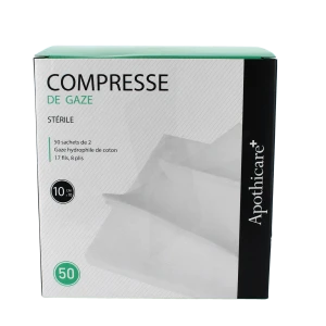 Apothicare Compresse Gaze Stérile 10x10 B/50