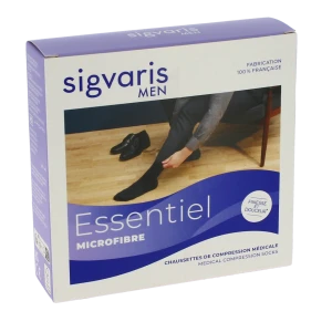 Sigvaris Essentiel Microfibre Chaussettes  Homme Classe 2 Gris Anthracite Small Normal
