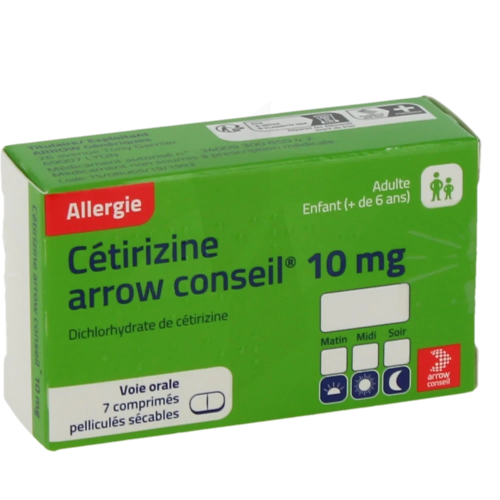 Cetirizine Arrow Conseil 10 Mg, Comprimé Pelliculé Sécable