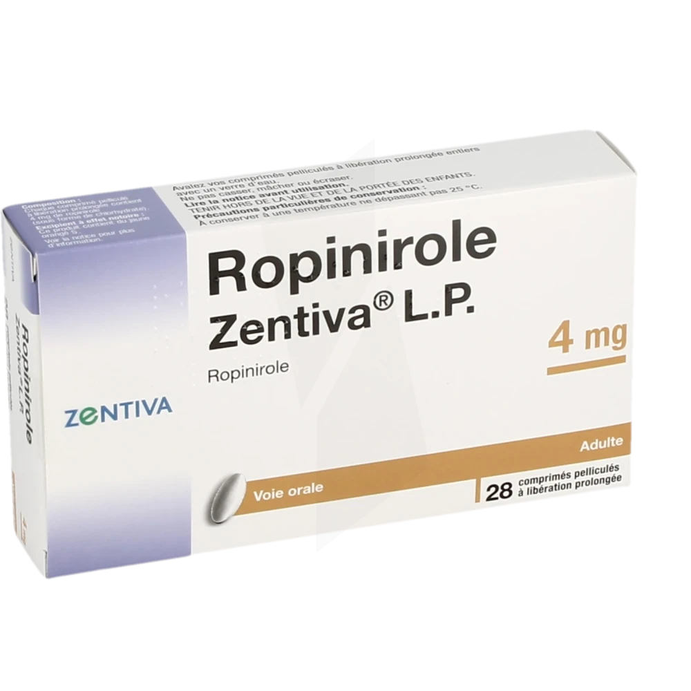 Ropinirole Zentiva Lp 4 Mg, Comprimé Pelliculé à Libération Prolongée