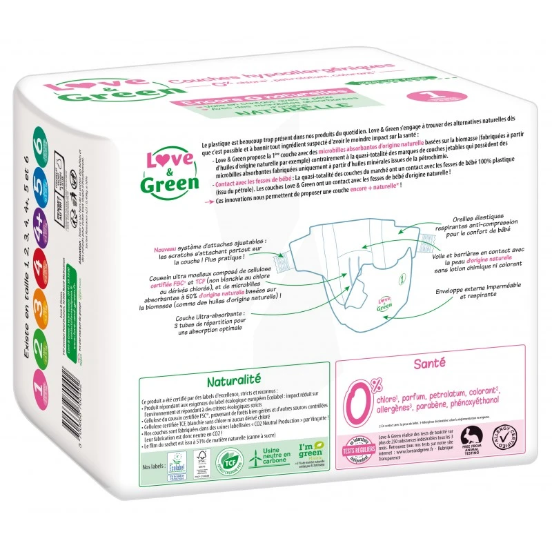 Acheter Couches hypoallergéniques T3 (de 4 à 9 kg) Bébé Love&Green