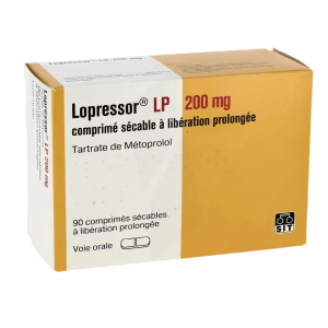 Lopressor L.p. 200 Mg, Comprimé Sécable à Libération Prolongée